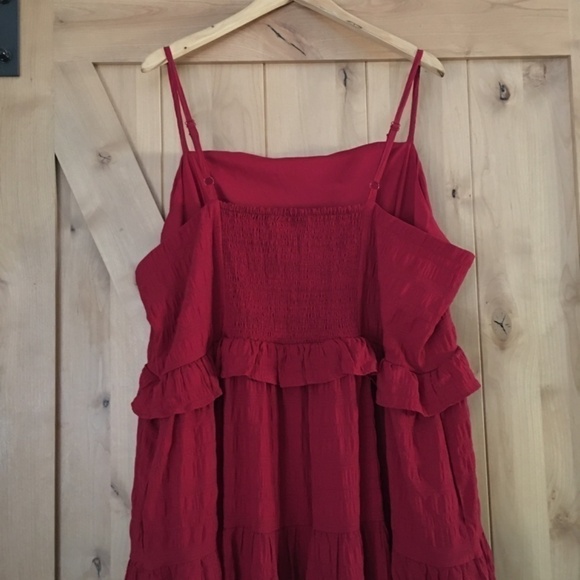 CITY CHIC Ruffle Tiered Maxi Dress Sleeveless Red Size 24 - Picture 4 of 8